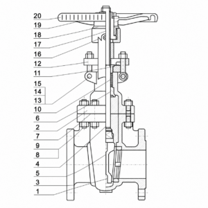API cast steel gate valve HN100 sectional structure drawing