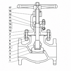 API cast steel globe valve HN102 sectional structure drawing