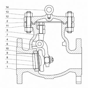 API swing check valve HN104 sectional structure drawing