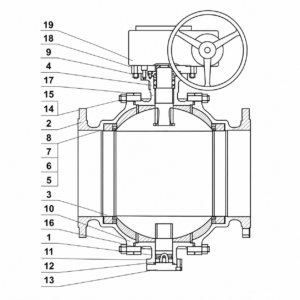 Fixed ball valve HN106 sectional structure drawing