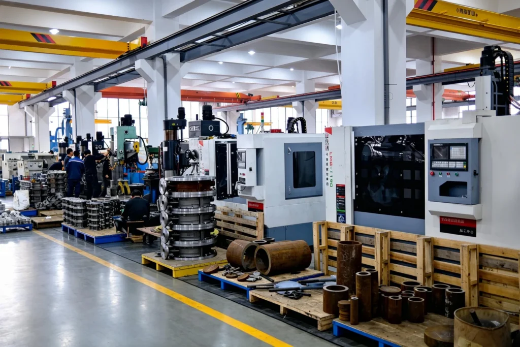 Valve parts machining and workshop production area