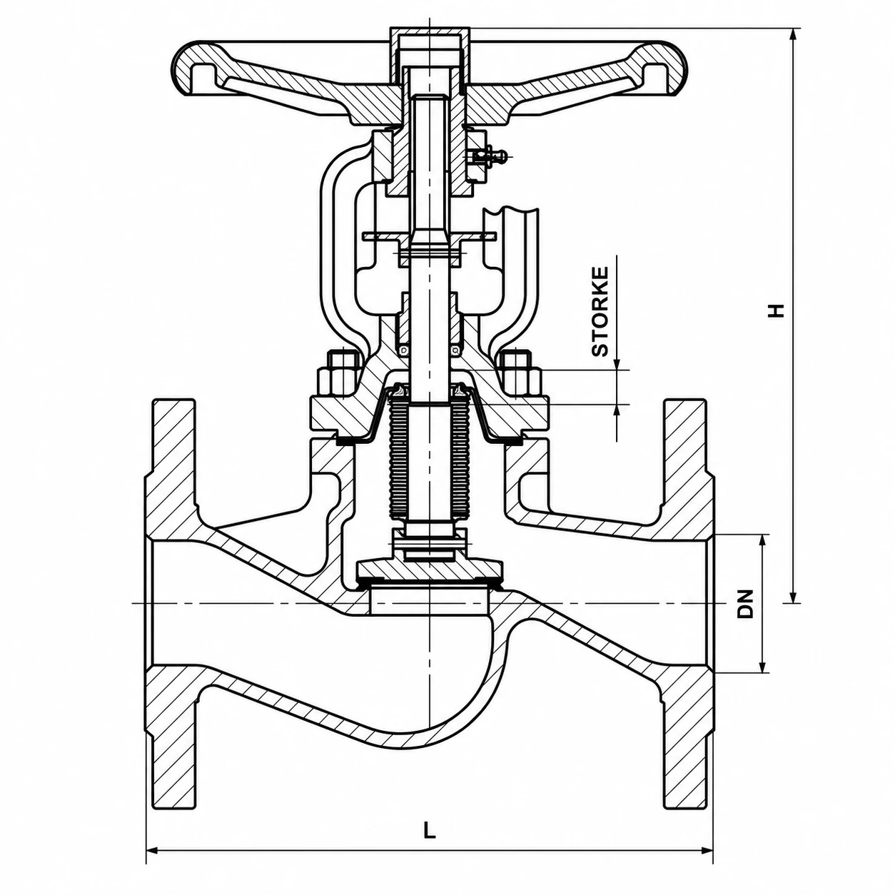 Bellow Seal Globe Valve HN60 HN60 bellow seal globe valve flanged dimensions drawing