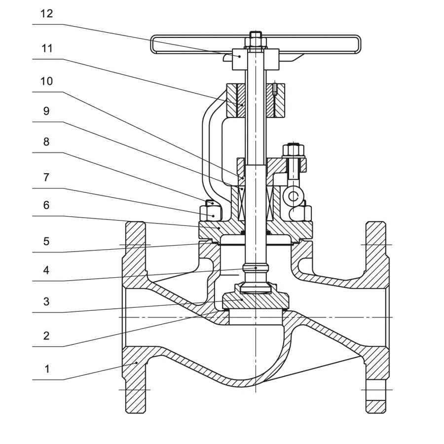 Globe Valve HN61 HN61 globe valve sectional parts drawing