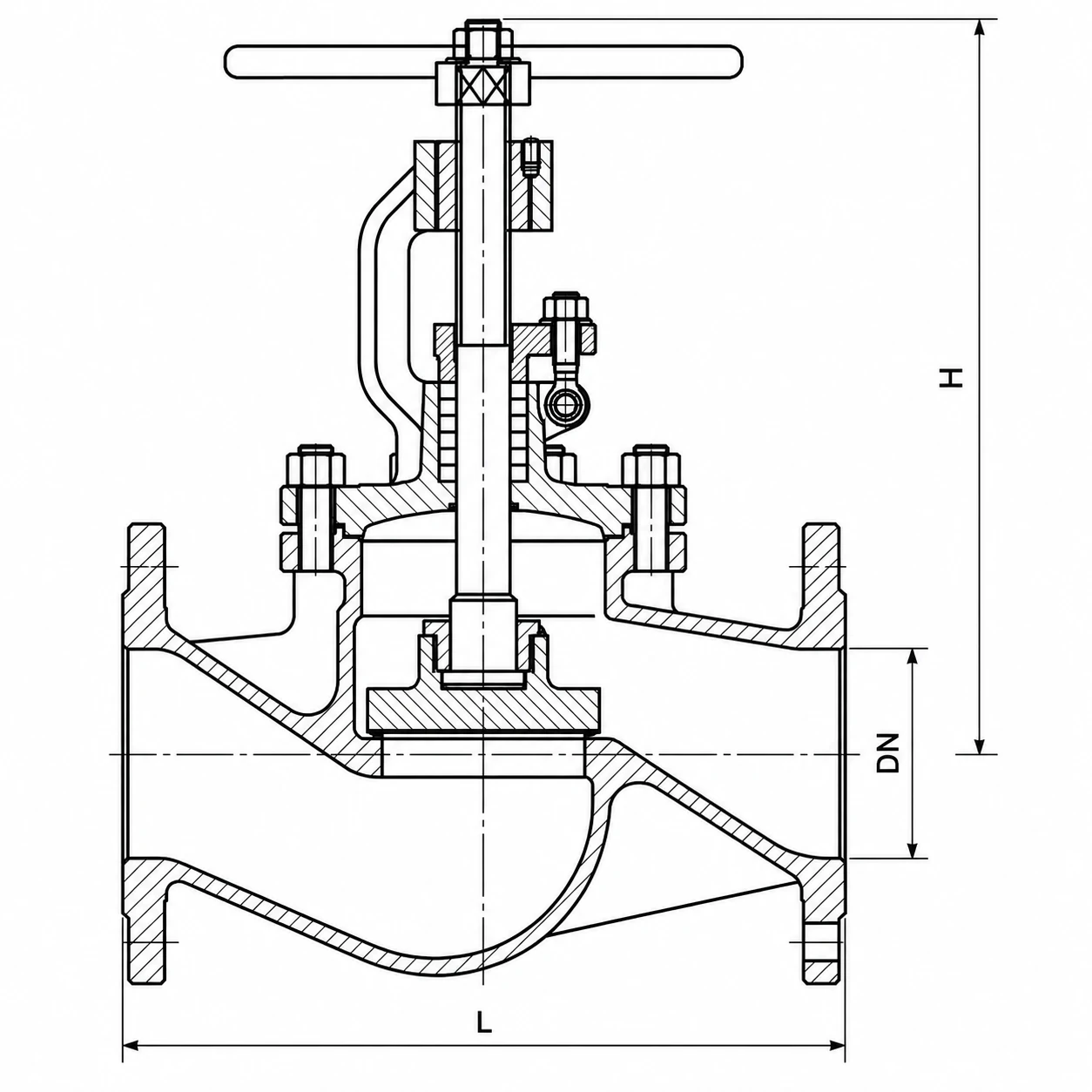 Globe Valve HN61 HN61 globe valve flanged dimensions drawing