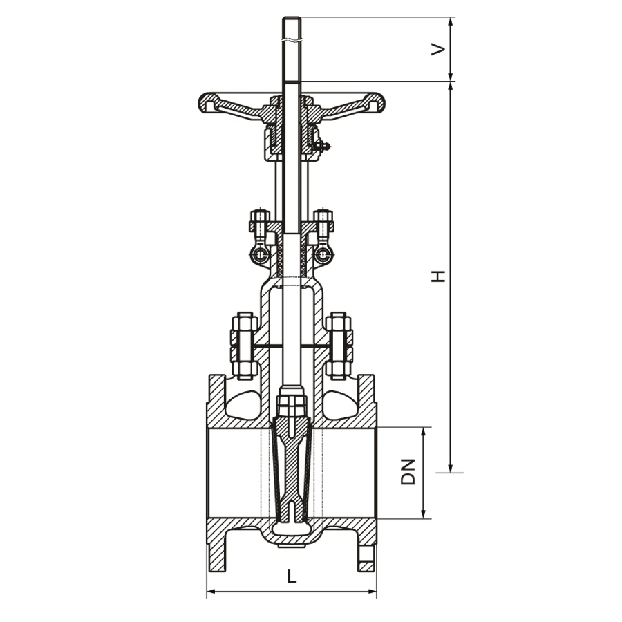 Flanged Gate Valve HN63 HN63 gate valve handwheel dimensions drawing