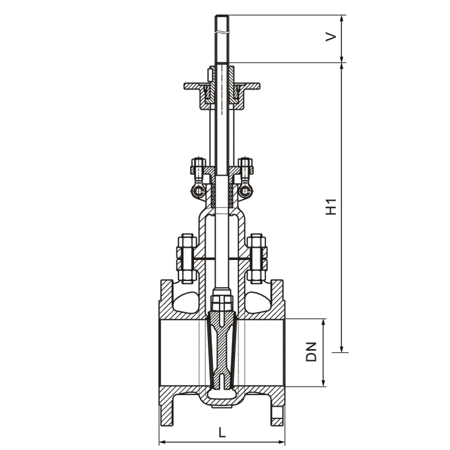 Flanged Gate Valve HN63 HN63 gate valve actuator-ready dimensions drawing