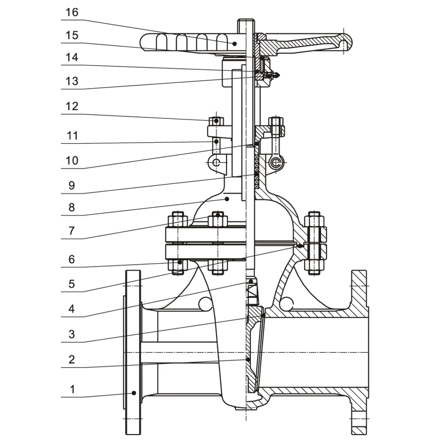 Gate Valve HN64 HN64 gate valve sectional structure drawing