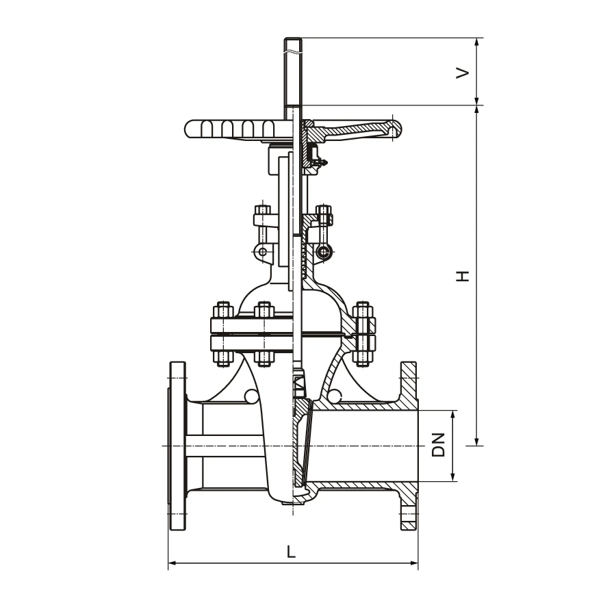 Gate Valve HN64 HN64 gate valve handwheel dimension drawing
