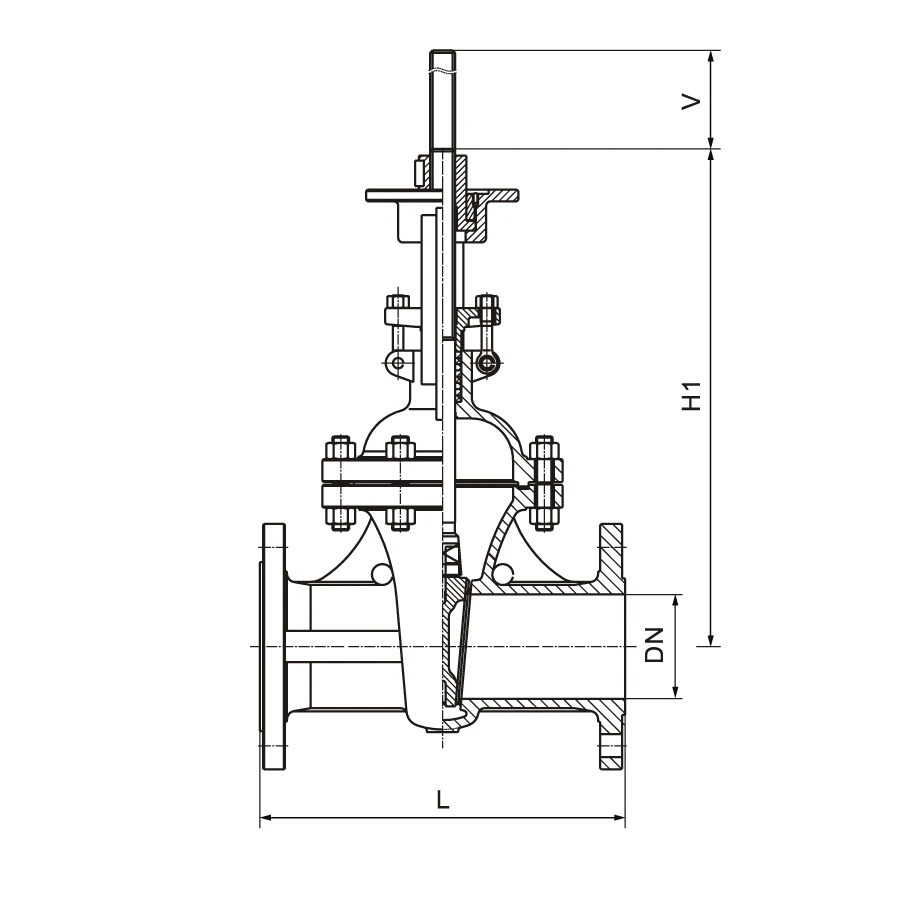 Gate Valve HN64 HN64 gate valve actuator-ready dimension drawing