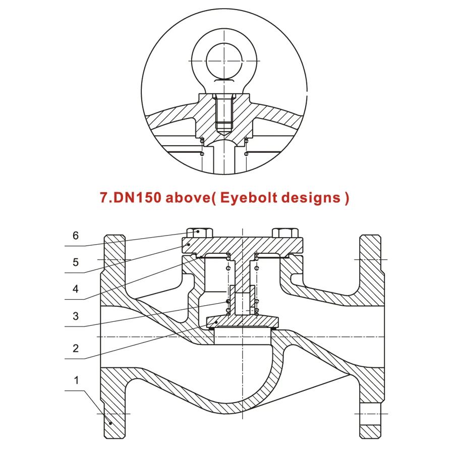 HN65 lift check valve sectional structure drawing