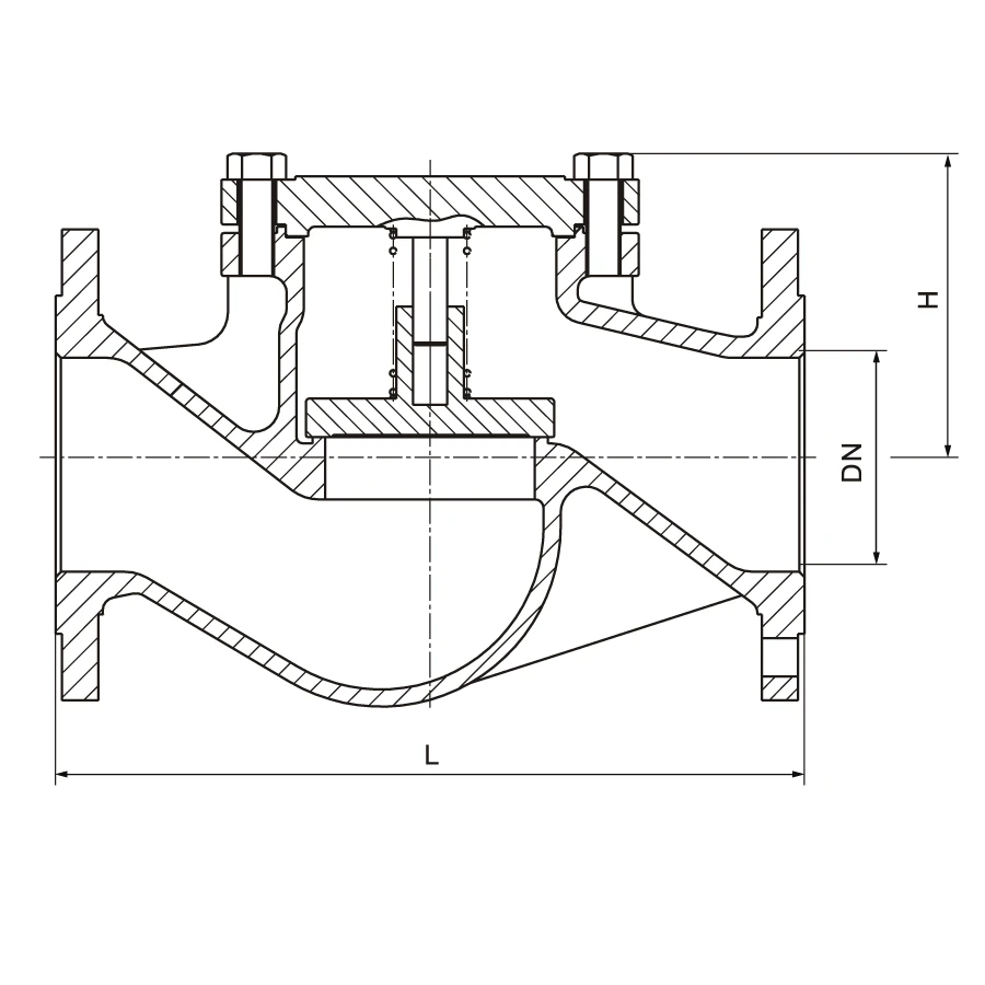 HN65 lift check valve flanged dimension drawing