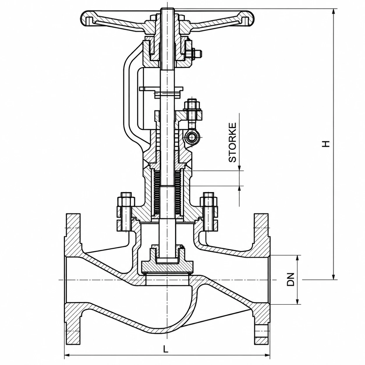 Long Type Bellow Seal Globe Valve HN68 HN68 long type bellow seal globe valve flanged dimension drawing