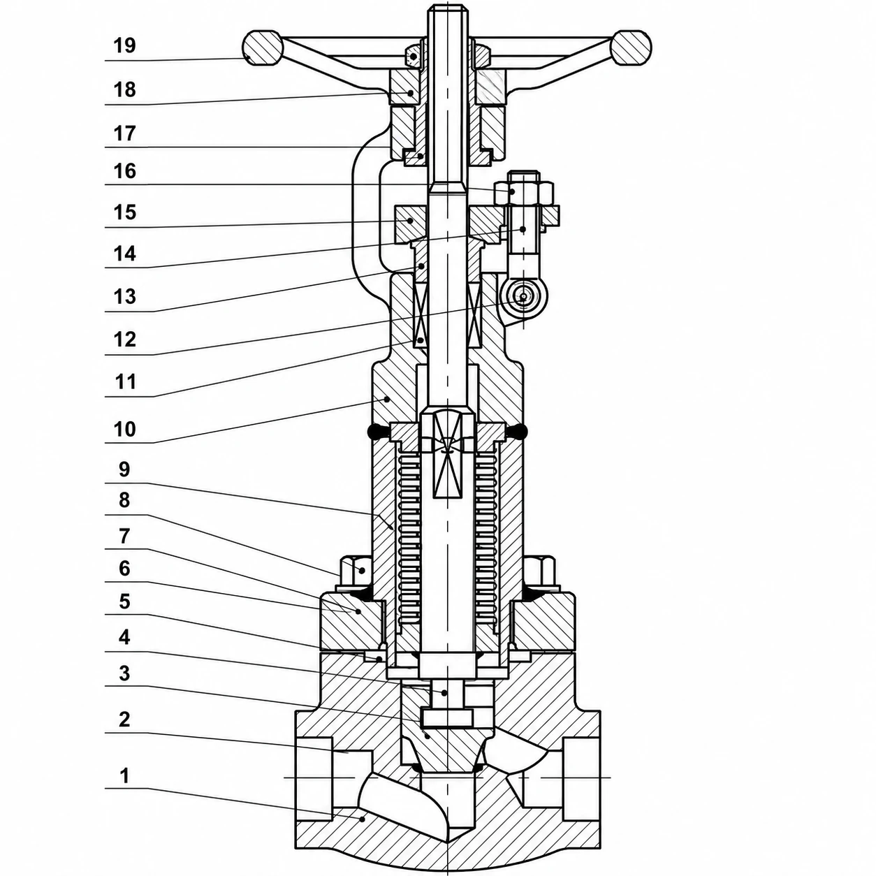 Forged Steel Bellow Seal Globe/Gate Valve ANSI HN69 HN69 forged steel bellow seal globe and gate valve sectional structure drawing