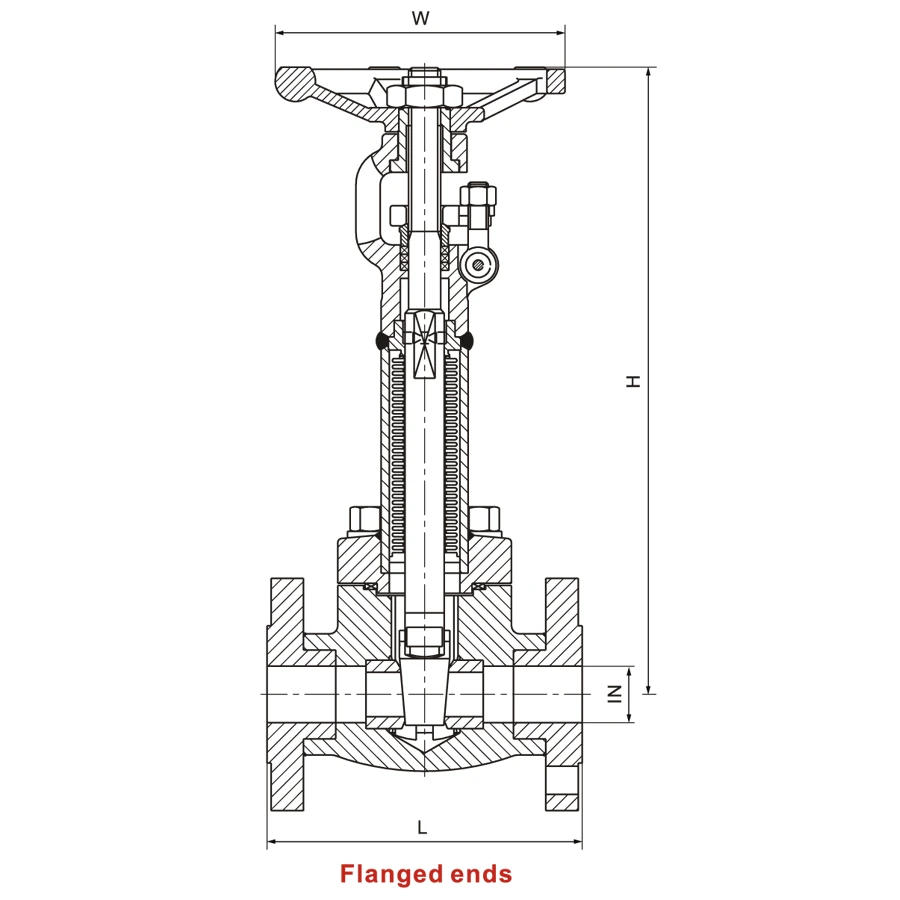Forged Steel Bellow Seal Globe/Gate Valve ANSI HN69 HN69 forged steel bellow seal gate valve flanged dimension drawing