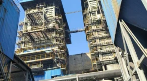 Industrial valves and piping in boiler steel structure project