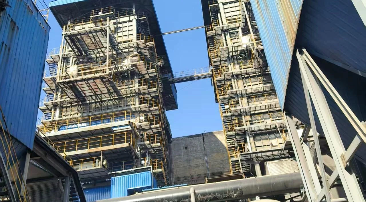 Industrial valves and piping in boiler steel structure project