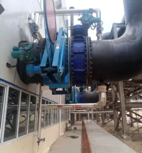 DN1400 large diameter butterfly valve installed in industrial pipeline