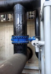 DN700 electric butterfly valve installed in industrial pipeline
