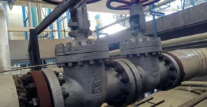 Gate valve installed on industrial pipeline in field project