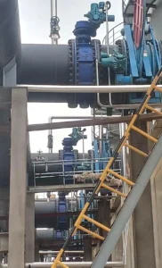 Industrial valve installed on pipe rack system