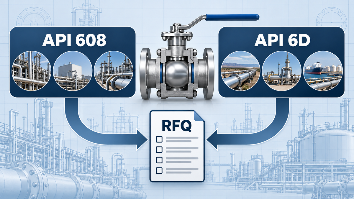 API 608 vs API 6D Ball Valves: How Buyers Should Specify the Right Scope API 608 and API 6D ball valve specification paths leading to an RFQ checklist