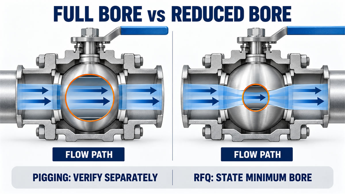 Full Bore vs Reduced Bore Ball Valves: Flow, Pigging and RFQ Guide Full-bore and reduced-bore ball valve flow passages compared for flow, pigging and RFQ review